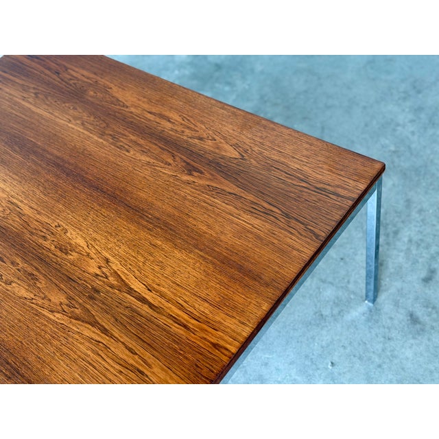 Brown 1960s Florence Knoll Rosewood + Chrome Cocktail Table - Mid Century Coffee Table For Sale - Image 8 of 9