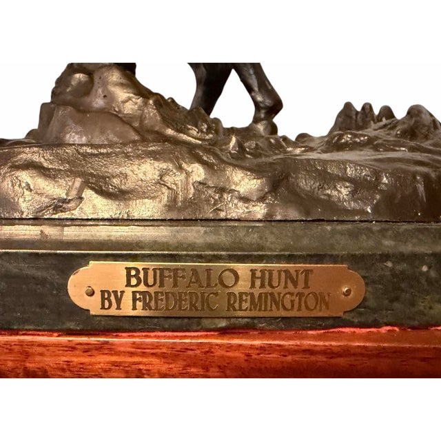 1970s Bronze ‘Buffalo Hunt’ by Frederic Remington For Sale In Phoenix - Image 6 of 6