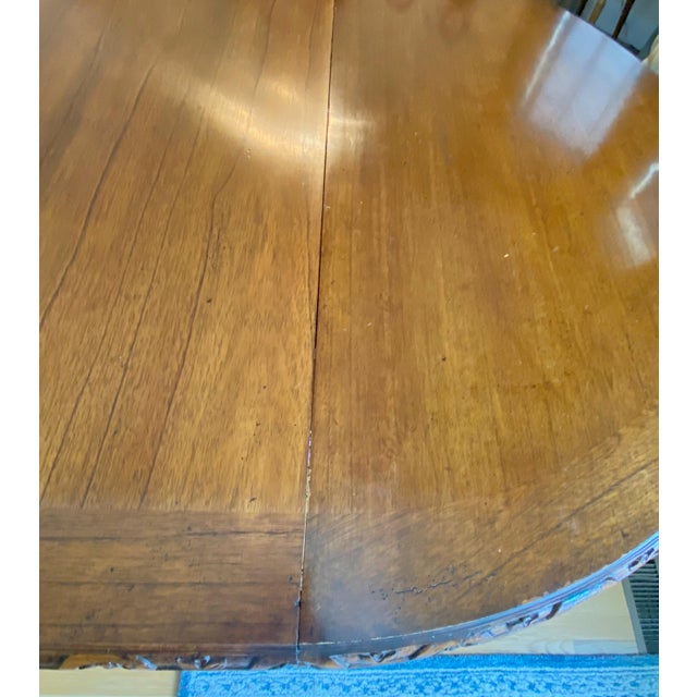 Hand Carved Solid Wood, Round Expandable Dining Table For Sale In New York - Image 6 of 7