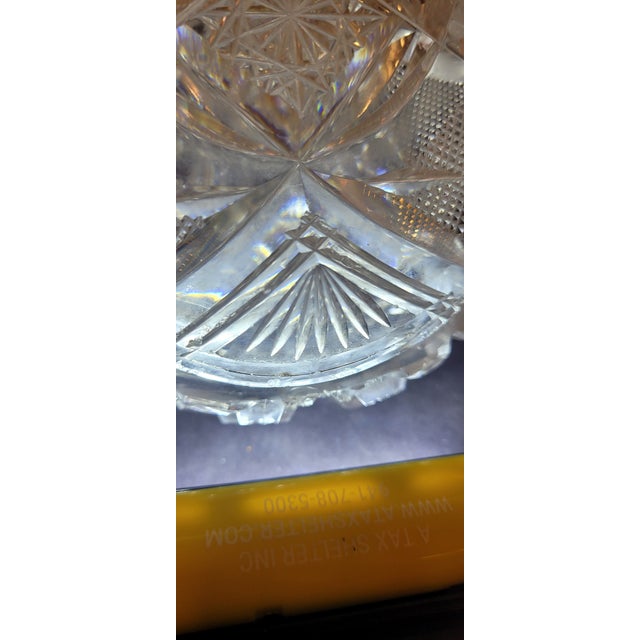 Mid-Century Modern Antique American Brilliant Cut Glass Carafe Hobstar Crystal C1900 For Sale - Image 3 of 12