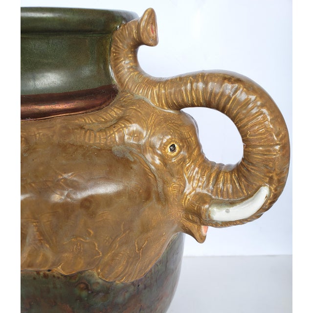 Vintage Ceramic Vase W/ Elephant Head Handles Chairish