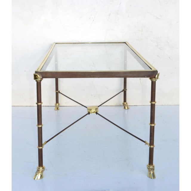 Maison Lancel French Polished Brass, Steel & Glass Top Coffee Table Claw Feet For Sale In Miami - Image 6 of 13