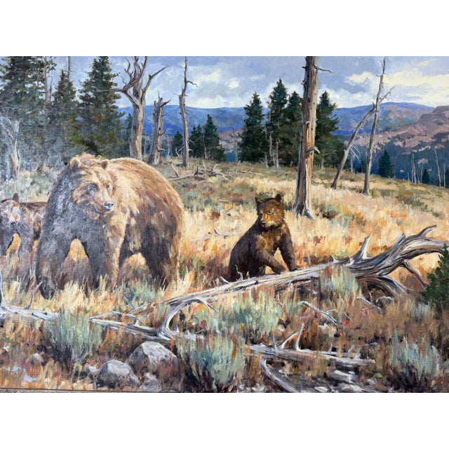 2000 - 2009 2006 Brian A. Grimm (B. 1968) “Watchful Eye” Original Wildlife Impressionist Oil on Masonite Painting – Rustic Wood Framed For Sale - Image 5 of 12