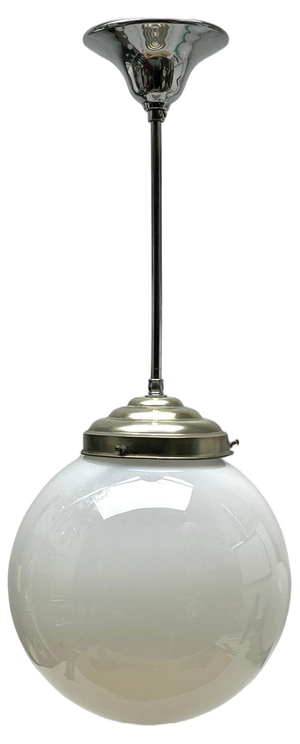 Pendant Stem Lamp with Opaline Shade from Phillips, Netherlands, 1930s