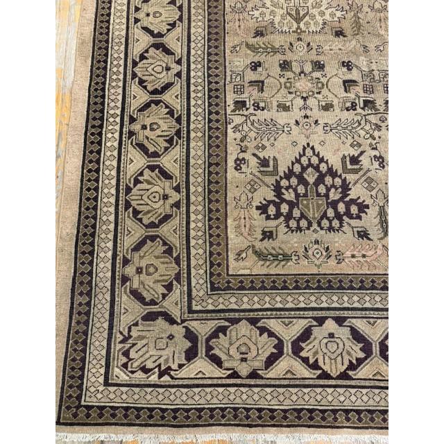 1900 - 1909 1900s Camel Field Geometric Antique Amritsar Indian Knotted Wool Oversized Rug For Sale - Image 5 of 7