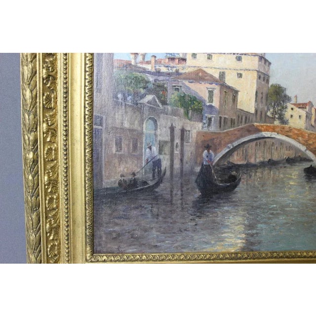 Johannès Son, Gondoliers in Venice, 1890s-1910s, Oil on Canvas, Framed For Sale - Image 5 of 13