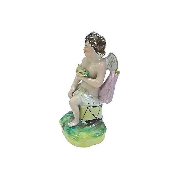 English Antique Staffordshire Cherub Figurine For Sale - Image 3 of 6