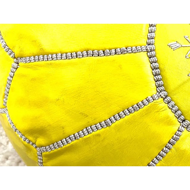 Moroccan Contemporary Moroccan Leather Pouf Ottoman Cover For Sale - Image 3 of 4