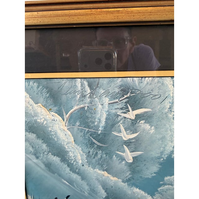 Glass Signed Tim Dunham 2001 Fantasy Reverse Glass Painting-Unicorn For Sale - Image 7 of 8