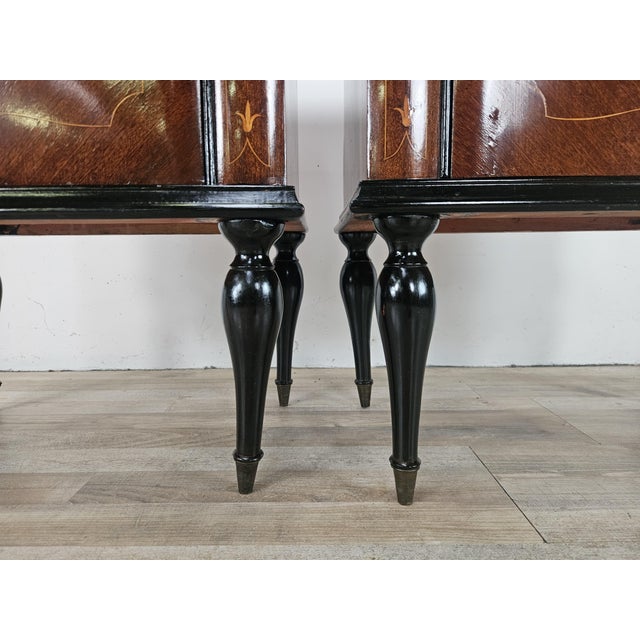 Mid-Century Modern Mahogany Burl Nightstands with Glass Top, 1960, Set of 2 For Sale - Image 18 of 18