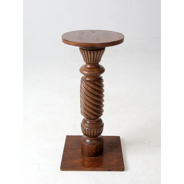 Wood Antique Wooden Pedestal Stand For Sale - Image 7 of 12