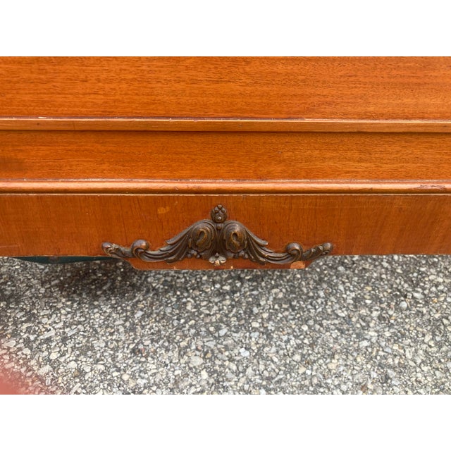Antique Inlaid Wood Bed Full Size Frame For Sale - Image 6 of 10