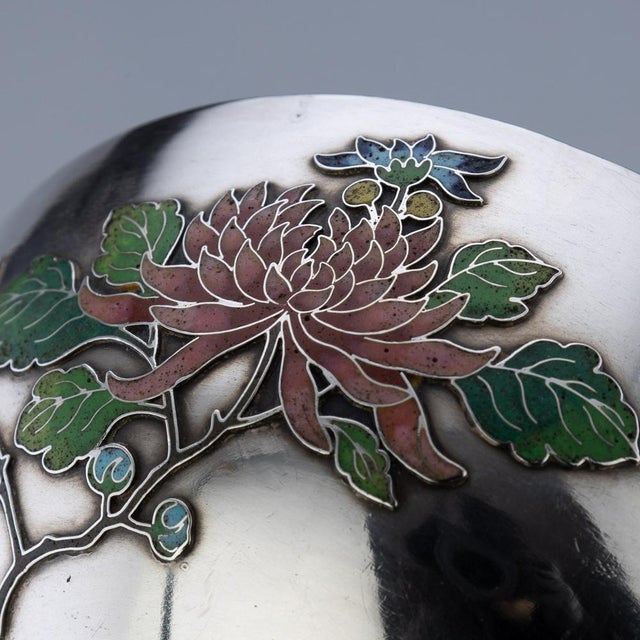 19th Century Chinese Export Solid Silver & Enamel Bowl by Wang Hing, 1890s For Sale - Image 12 of 18