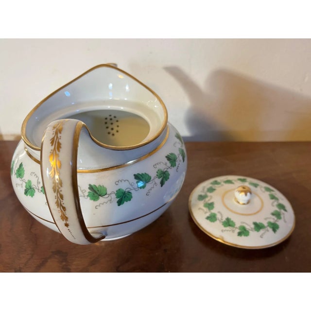 Green Antique Early 19th Century Vienna Porcelain Helmet Shape Tea Pot For Sale - Image 8 of 13