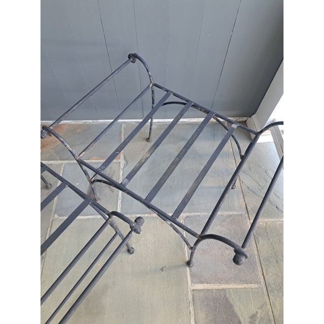Gray Vintage Iron Bench or Stool a Pair For Sale - Image 8 of 8