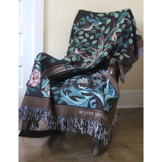 Arts & Crafts Arts and Crafts Style "Tree of Birds" in Espresso Jacquard Woven Throw Blanket For Sale - Image 3 of 12