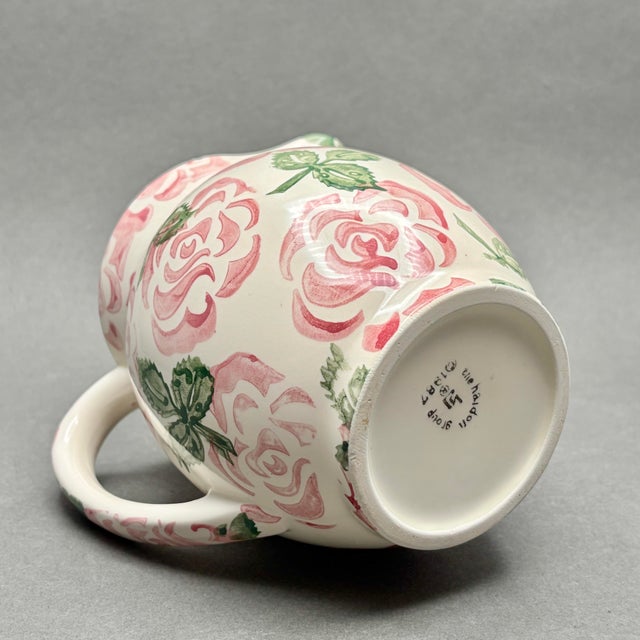 Pink Vintage Haldon Group Pink Rose Ceramic Pitcher For Sale - Image 8 of 9