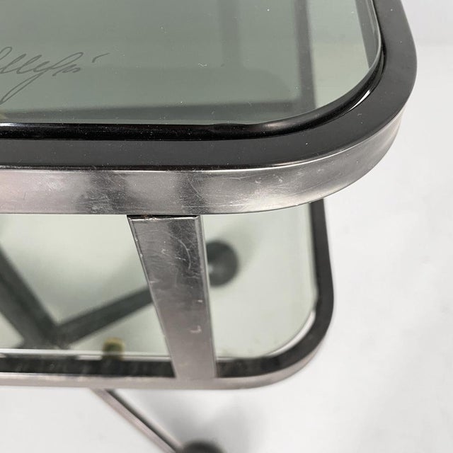 Italian Modern Black Metal and Smoked Glass Cart by Arredamenti Allegri, 1980s For Sale - Image 12 of 18