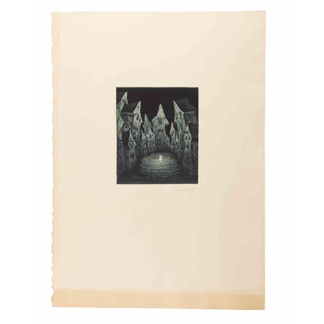 Etching realized by Fritz Schwimbeck in 1918. Edition of 125 realized in Munich on mulberry paper. Hand signed in pencil....