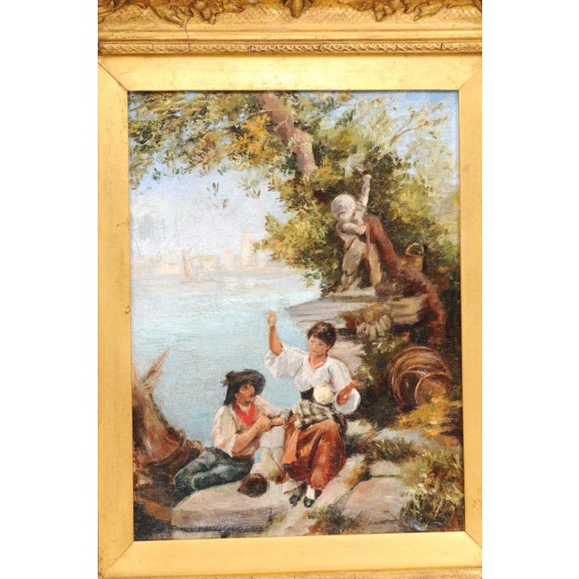 French 19th Century Continental School Painting Depicting Venetian Lagoon Scene For Sale - Image 10 of 13