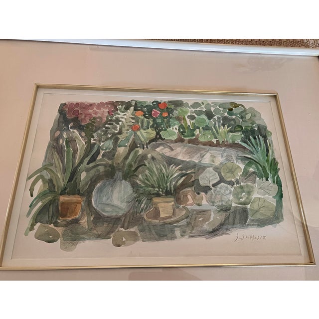 American Late 20th Century Judith Bledsoe “The Garden Ii” Original Watercolor, Signed, Circle Gallery For Sale - Image 3 of 7