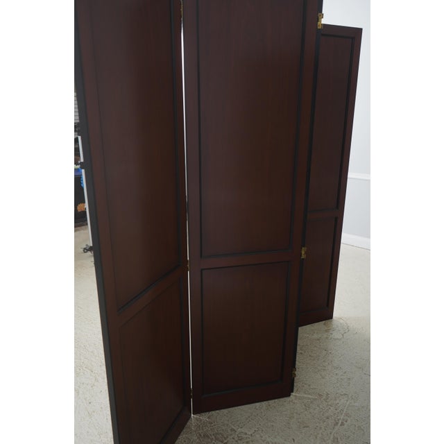 Brown Regency 4 Panel Mahogany Folding Screen Room Divider For Sale - Image 8 of 9