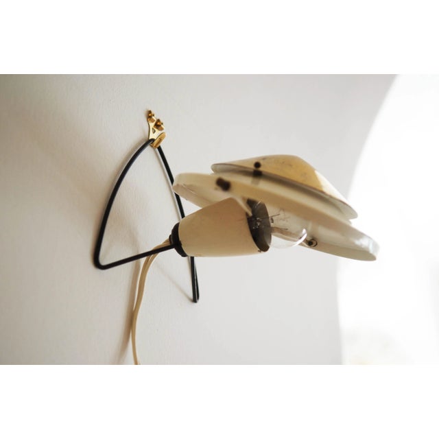 White Steel & Brass Mid-Century Table or Wall Lamp, 1950s For Sale - Image 6 of 8