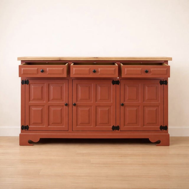 1940s Spanish Castilian Narrow Sideboard, 1940s For Sale - Image 5 of 9