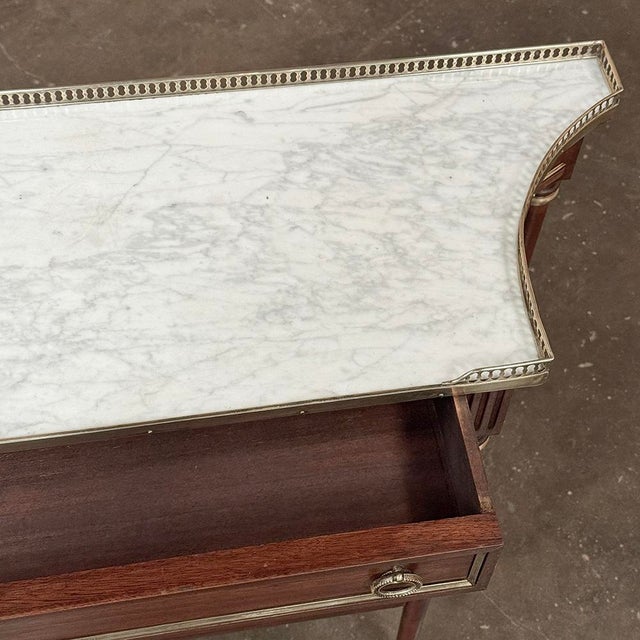 Antique French Directoire Neoclassical Mahogany Console With Carrara Marble For Sale - Image 15 of 17