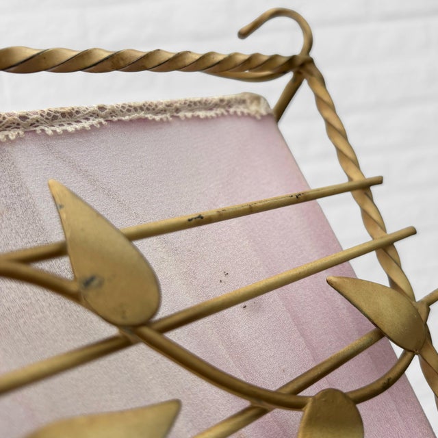 Swedish Modern Pendant Lamp in Steel and Textile with Leaf Decor, 1940s For Sale - Image 6 of 8