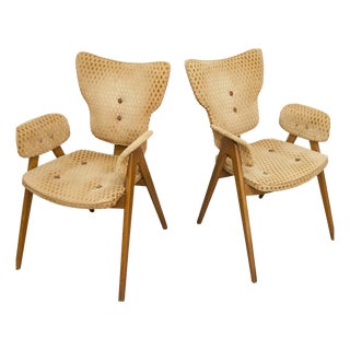 Chairs and Lounge Armchairs attributed to Roger Landault for ABC, 1950s, Set of 6 For Sale