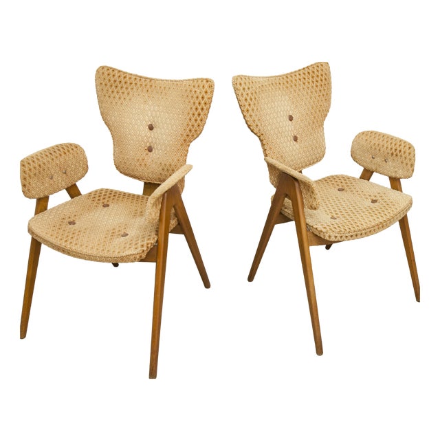 Chairs and Lounge Armchairs attributed to Roger Landault for ABC, 1950s, Set of 6 For Sale