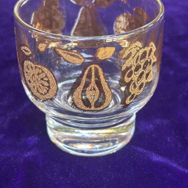 Culver Ltd. Mid-Century Modern Culver Florentine 22k Gold MCM Fruit Lowball Cocktail Glasses Set of 4 For Sale - Image 4 of 9