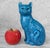 Vintage Chinese Turquoise Blue Glazed Ceramic Mantle Cat Sculpture - A Pair For Sale - Image 4 of 10