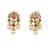 Contemporary Late 20th Century 18k Yellow Gold Cabachon Ruby, Emerald, Sapphire, Diamond and Pearl Drop Earrings, A Pair For Sale - Image 3 of 4