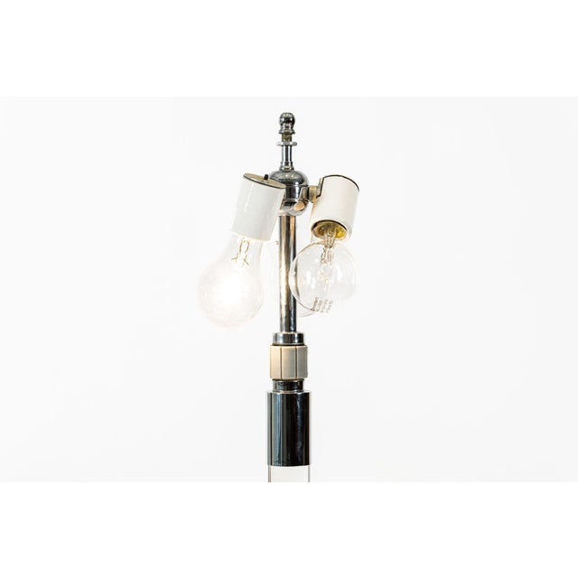 Metal Vintage Mid Century Glass Column & Chrome Floor Lamp by Hansen, 1970s For Sale - Image 7 of 15