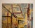 Original unsigned oil painting on board, mid-20th century, in the cubist tradition. A fractured composition of...