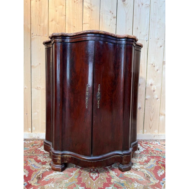 Napoleon III Curved Corner Buffet in Flamed Mahogany For Sale - Image 6 of 6