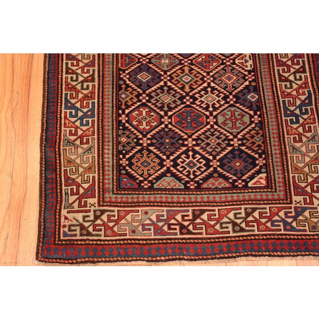 Ink Blue Nazmiyal Collection Antique Dagestan Prayer Rug For Sale - Image 8 of 9