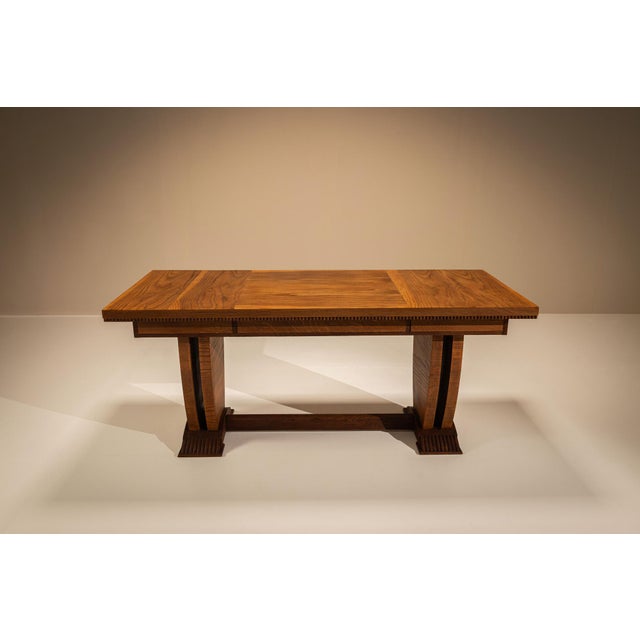 Wood Desk in Ash Veneer and Dark Stained Details by Pier Luigi Colli, Italy, 1930s For Sale - Image 7 of 18