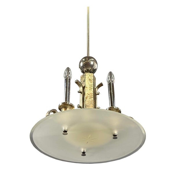 Art Deco Chrome Chandelier, 1930s For Sale - Image 4 of 8