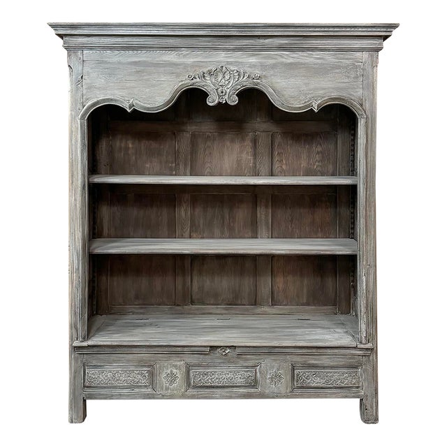18th Century French Country Louis XIV Open Whitewashed Bookcase ~ Bibliotheque For Sale
