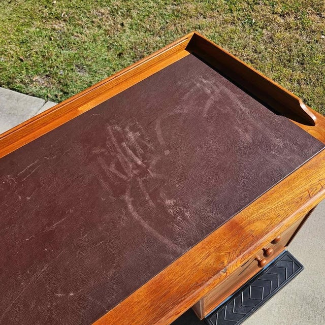 6-Ft, Finn N. Hansen, Danish Modern Teak Executive Desk (C. 1985), Mid-Century Modern For Sale - Image 10 of 11