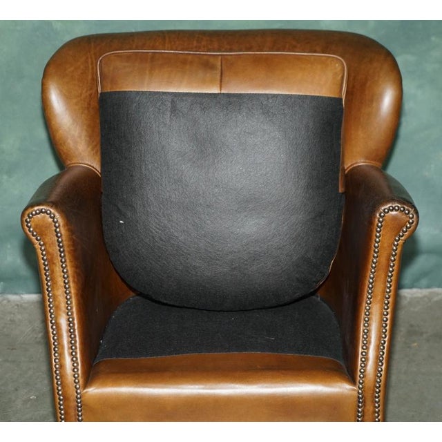 Handmade Cigar Brown Leather Club Chair For Sale - Image 10 of 16