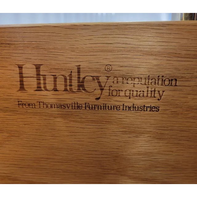 Vintage Huntley Thomasville Pecan Campaign Style 5 Drawer Chest For Sale - Image 10 of 11