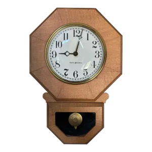 Mid 20th Century Wall Clock General Electric Telechron Pendulum