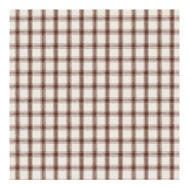 Sample - Schumacher Crawford Linen Check Fabric in Brown For Sale