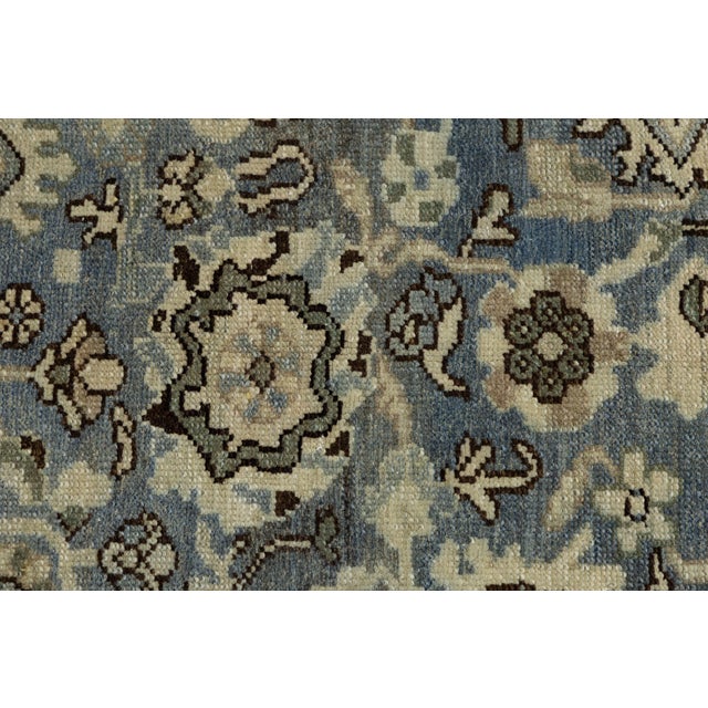 1920s Antique Malayer Style Rug With Muted Slate, Charcoal, and Ivory Botanical Motif For Sale - Image 5 of 12