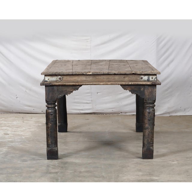 1900 - 1909 Antique Indian Teakwood Dining Table For Sale - Image 5 of 6