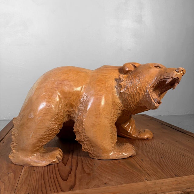Wood Hand-Carved Ainu Wooden Bear from Hokkaido, 1970s For Sale - Image 7 of 14